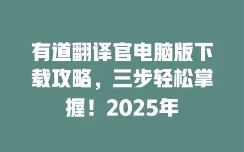 有道翻译官电脑版下载攻略,三步轻松掌握!2025年 一