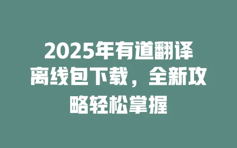 2025年有道翻译离线包下载,全新攻略轻松掌握 一