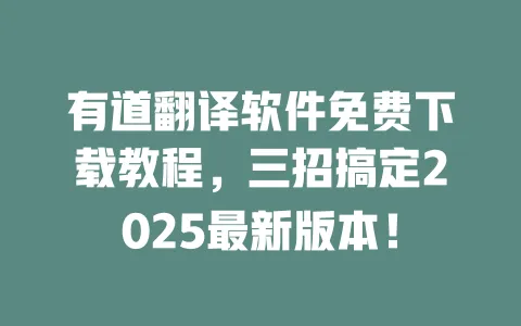 有道翻译软件免费下载教程,三招搞定2025最新版本! 一