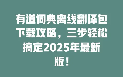有道词典离线翻译包下载攻略,三步轻松搞定2025年最新版! 一