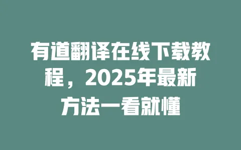 有道翻译在线下载教程,2025年最新方法一看就懂 一