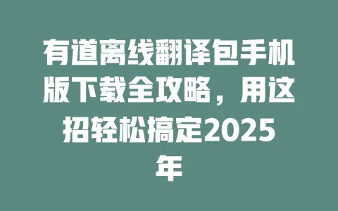 有道离线翻译包手机版下载全攻略,用这招轻松搞定2025年 一