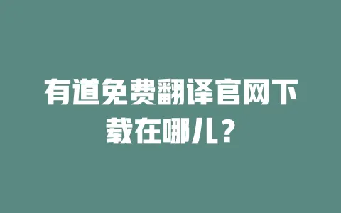 有道免费翻译官网下载在哪儿? 一
