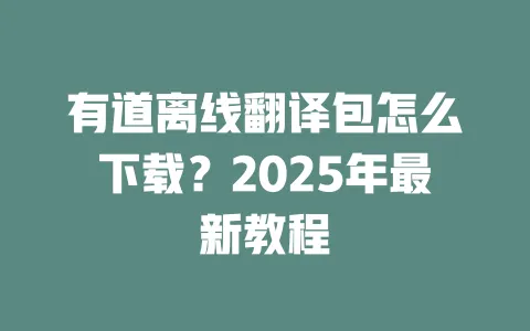 有道离线翻译包怎么下载?2025年最新教程 一