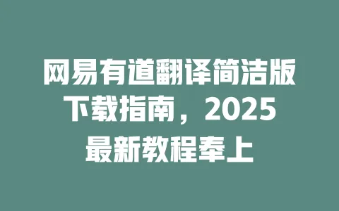 网易有道翻译简洁版下载指南,2025最新教程奉上 一