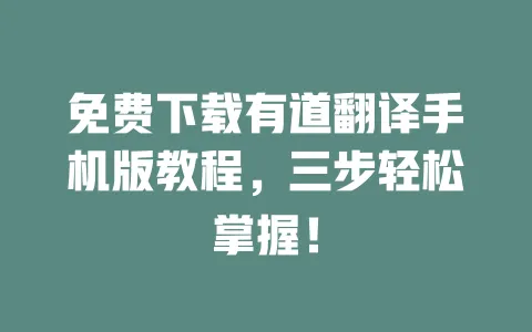 免费下载有道翻译手机版教程,三步轻松掌握! 一