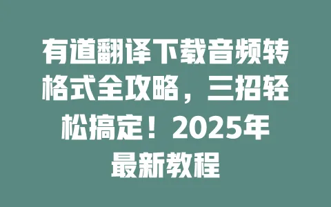 有道翻译下载音频转格式全攻略,三招轻松搞定!2025年最新教程 一
