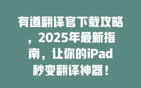 有道翻译官下载攻略,2025年最新指南,让你的iPad秒变翻译神器! 一