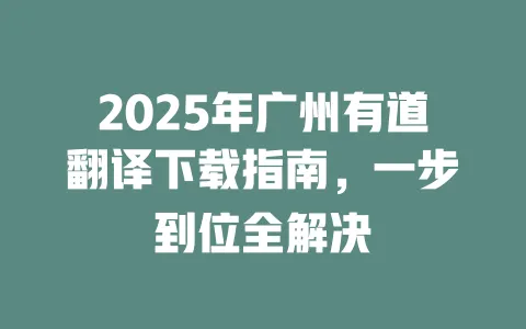 2025年广州有道翻译下载指南,一步到位全解决 一