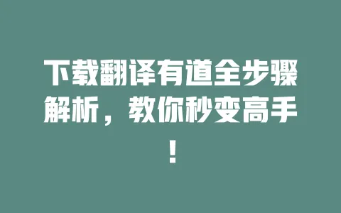 下载翻译有道全步骤解析,教你秒变高手! 一