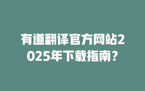 有道翻译官方网站2025年下载指南? 一