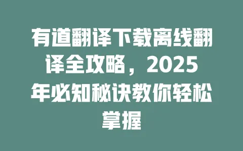 有道翻译下载离线翻译全攻略,2025年必知秘诀教你轻松掌握 一
