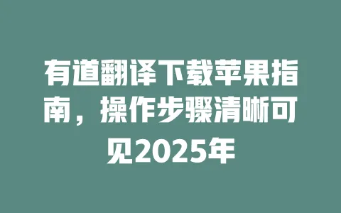 有道翻译下载苹果指南，操作步骤清晰可见2025年 一