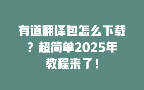 有道翻译包怎么下载?超简单2025年教程来了! 一